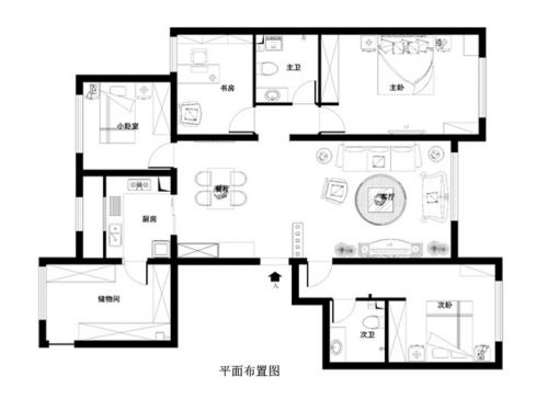 保利春天里95平現(xiàn)代中式風(fēng)格，沉穩(wěn)內(nèi)斂古風(fēng)四居室