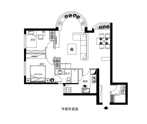 菜戶營鵬潤家園17萬裝修103平米簡約風格兩居室