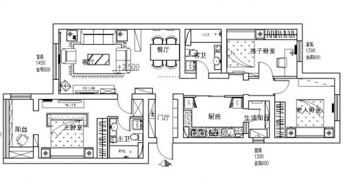 “水晶之家”龍錦苑120平米四口之家現(xiàn)代三居