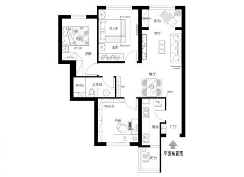 老人居住融澤嘉園100平米極簡中式三居室