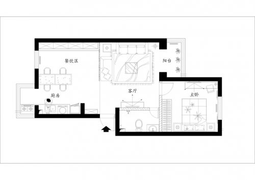 黑白時(shí)尚安慧北里88平米兩居室婚房