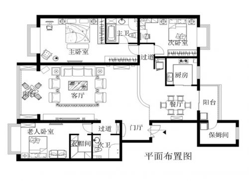 東方夏威夷水岸19萬裝修210平米簡約歐式風格四居室效果圖