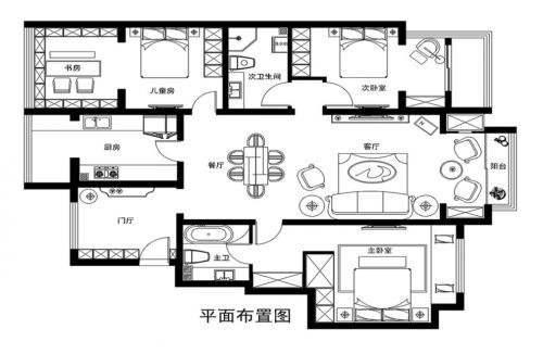 昌平區(qū)金科廊橋水岸16萬(wàn)裝修145平米三居室簡(jiǎn)歐風(fēng)