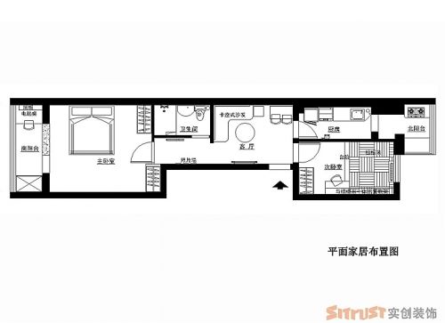 定福莊金星小區(qū)58平米現(xiàn)代兩居