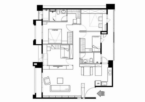 135平米Loft風(fēng)與休閑風(fēng)的現(xiàn)代混搭三居室