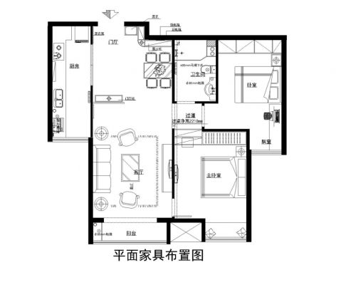 12萬現代歐式石景山融景城90平米裝修案例