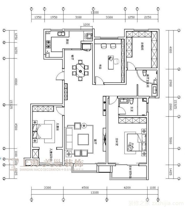 誠工嘉園7號樓四室兩廳180平新中式案例效果圖