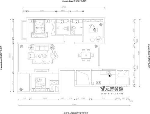 紫潤雅居135平米簡歐風(fēng)格三居室案例賞析