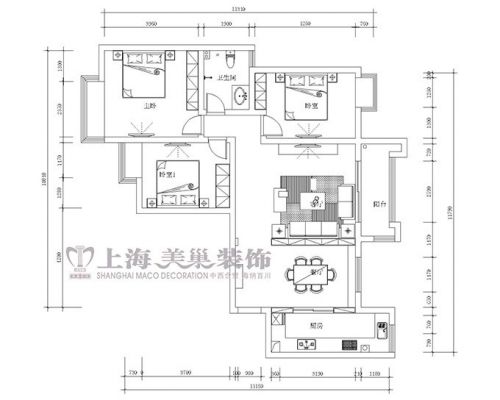 潤城西戶港式裝修129平三室兩廳樣板間效果圖