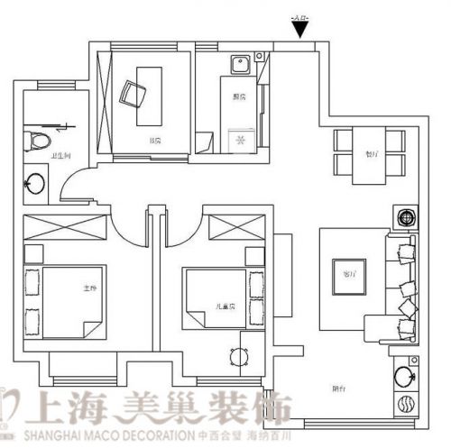 貳號(hào)城邦歐式裝修90平兩室兩廳案例效果圖