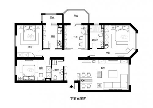 140平三居都市簡約裝修案例