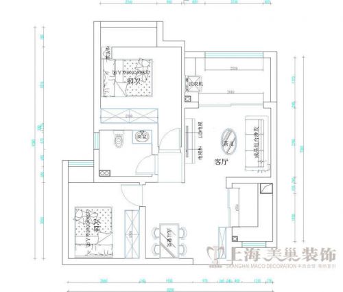 和昌都匯兩室兩廳90平時(shí)尚現(xiàn)代裝修案例效果圖