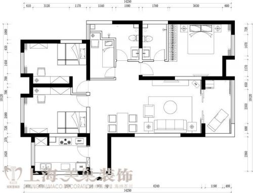 鄭州盧浮公館89平方兩室兩廳歐式風(fēng)格裝修效果圖