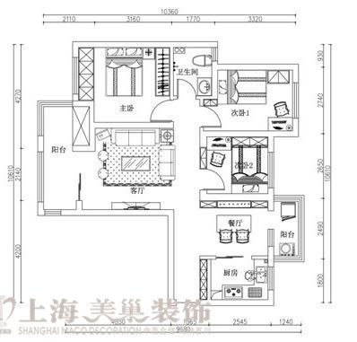 天驕華庭三室兩廳美式鄉(xiāng)村裝修效果圖