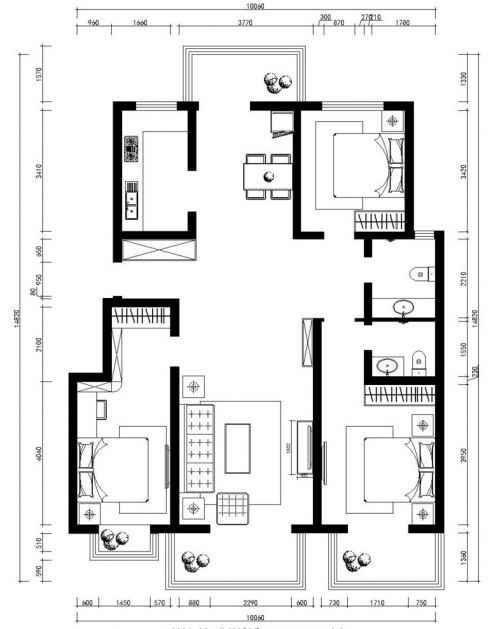 石家莊麗都河畔153㎡三室兩廳戶型新中式風(fēng)格設(shè)計(jì)裝修案例