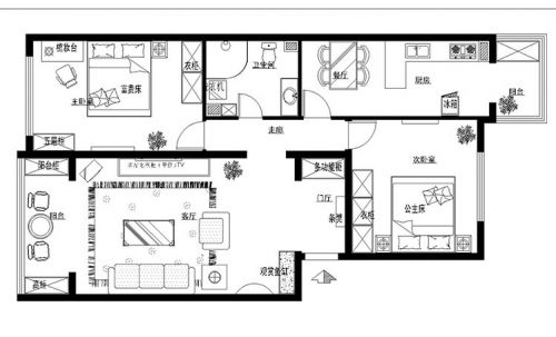 6.1萬精裝潤城88平歐式田園風格設(shè)計