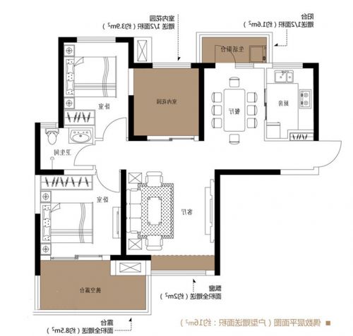 天驕華庭簡約美式裝修三室兩廳89平案例效果圖