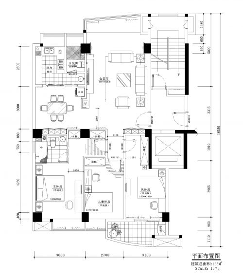 珠江壹城3室2廳150平米現(xiàn)代風(fēng)格