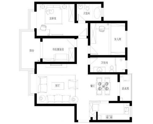 怡翠尊堤3室2廳130平米簡約風(fēng)格