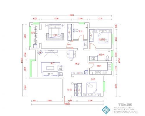 啟福尚都130平三室兩廳現(xiàn)代簡約裝修效果圖