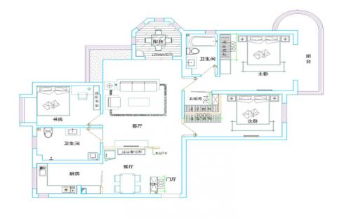 魯東大學(xué)家屬樓3室2廳140平米現(xiàn)代風(fēng)格