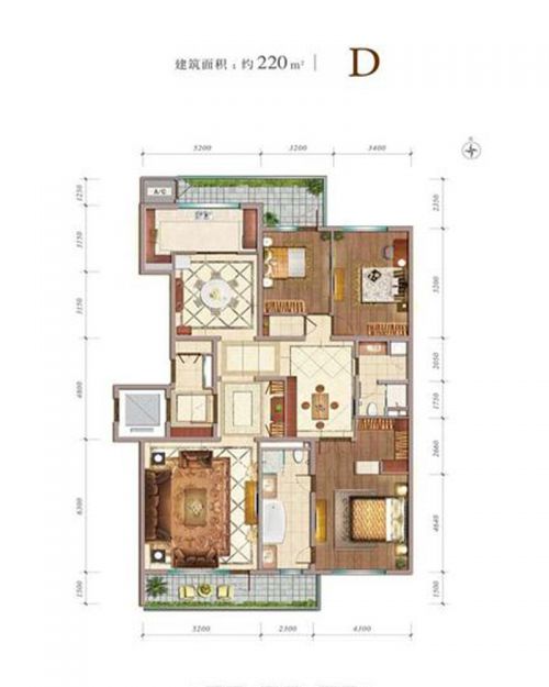 五礦萬科如園4室2廳230平米美式風格