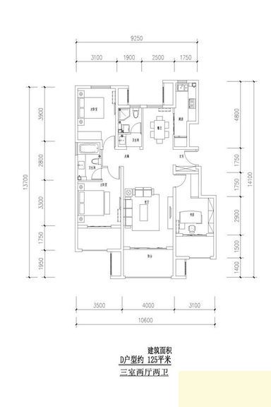 金科王府3室2廳125平米新古典風(fēng)格