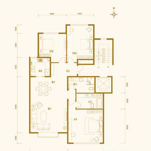 北京城建世華龍樾4室2廳140平米美式風(fēng)格