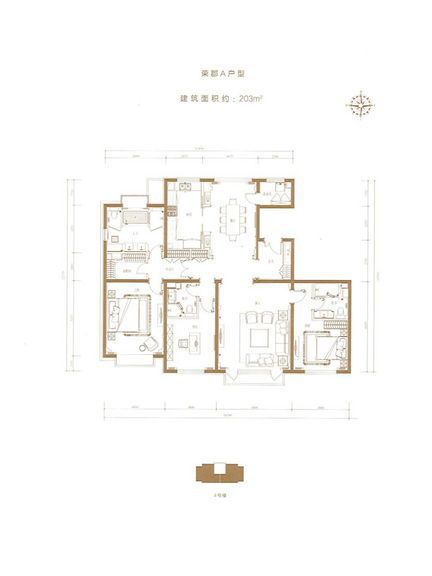 泛海國際3室2廳203平米中式風格