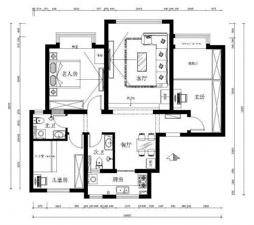 福順尚景124平現(xiàn)代簡(jiǎn)約風(fēng)格三居室六口人居住簡(jiǎn)單實(shí)用家